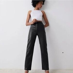 Wilfred The Melina Black Leather-Style Trousers, Modern Closet Staple, Size 12